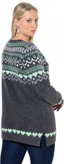 Ulla Popken Norwegian Style Pastel Tone Long Sleeve Sweater Dark Grey Melange - Sweaters & hoodies - 