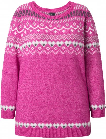 Ulla Popken Norwegian Style Pastel Tone Long Sleeve Sweater Summer Berry - Sweaters & hoodies - 