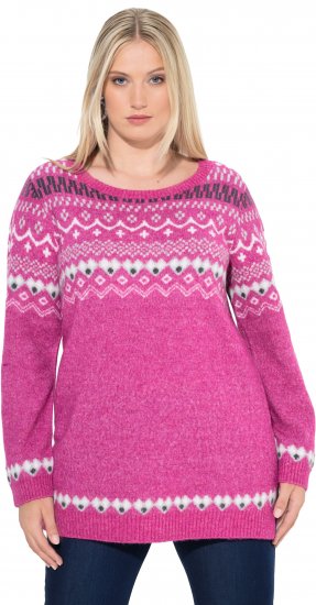 Ulla Popken Norwegian Style Pastel Tone Long Sleeve Sweater Summer Berry - Sweaters & hoodies - 