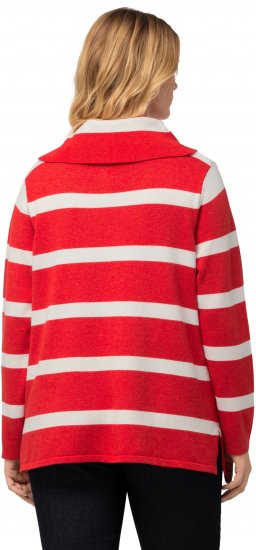 Ulla Popken Stripe Fine Knit Turtleneck Sweater Light Red - Sweaters & hoodies - 