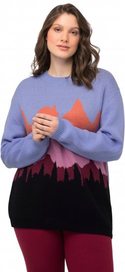 Ulla Popken Long Sleeve Knit Mountain Range Sweater Bright Purple - Sweaters & hoodies - 