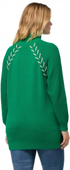 Ulla Popken Contrast Braid Turtleneck Sweater Emerald Green - Sweaters & hoodies - 