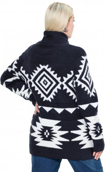 Ulla Popken Aztec-Inspired Long Sleeve Turtleneck Sweater Navy - Sweaters & hoodies - 