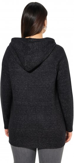 Ulla Popken Sequined Knit Long Sleeve Hoodie Black - Sweaters & hoodies - 