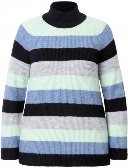 Ulla Popken Chunky Striped Turtleneck Sweater Mint Green - Sweaters & hoodies - 