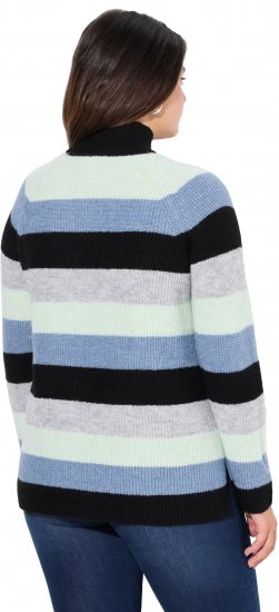 Ulla Popken Chunky Striped Turtleneck Sweater Mint Green - Sweaters & hoodies - 