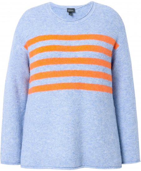 Ulla Popken Striped Long Sleeve Sweater Sky Blue - Sweaters & hoodies - 