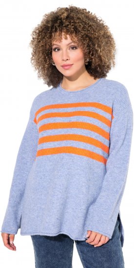 Ulla Popken Striped Long Sleeve Sweater Sky Blue - Sweaters & hoodies - 