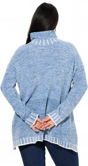 Ulla Popken Blanket Stitch Oversized Turtleneck Sweater Dove Blue - Sweaters & hoodies - 