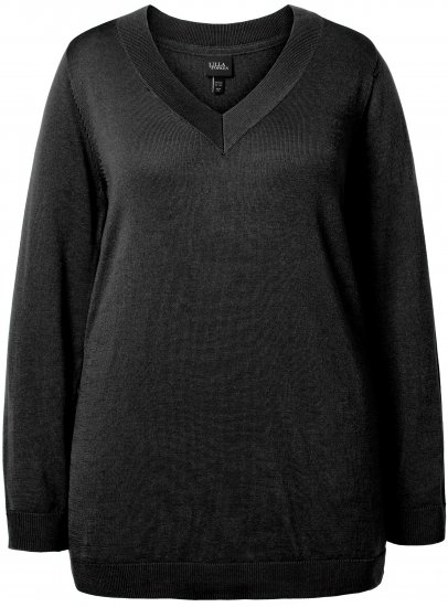 Ulla Popken Casual V-Neck Long Sleeve Sweater Black - Sweaters & hoodies - 
