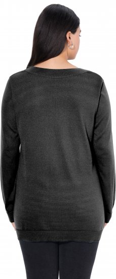 Ulla Popken Casual V-Neck Long Sleeve Sweater Black - Sweaters & hoodies - 
