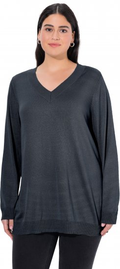 Ulla Popken Casual V-Neck Long Sleeve Sweater Navy Blue - Sweaters & hoodies - 