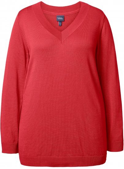 Ulla Popken Casual V-Neck Long Sleeve Sweater Salsa - Sweaters & hoodies - 