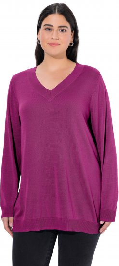 Ulla Popken Casual V-Neck Long Sleeve Sweater Berry - Sweaters & hoodies - 