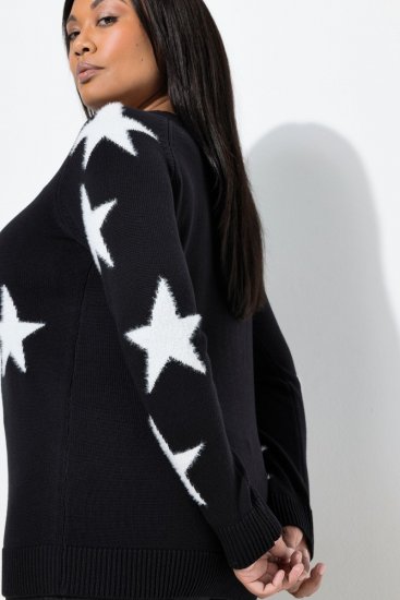 Ulla Popken Glitter Stars Soft Knit Sweater Black - Sweaters & hoodies - Warme Sweatshirts, Hoodies & Truien
