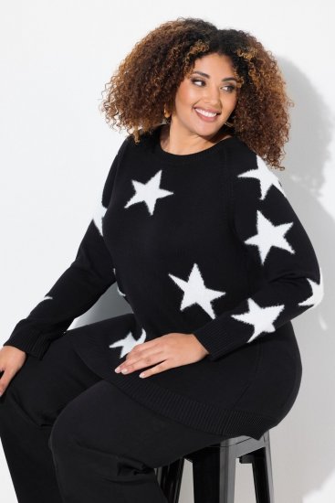 Ulla Popken Glitter Stars Soft Knit Sweater Black - Sweaters & hoodies - Warme Sweatshirts, Hoodies & Truien