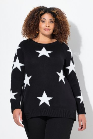 Ulla Popken Glitter Stars Soft Knit Sweater Black - Sweaters & hoodies - Warme Sweatshirts, Hoodies & Truien