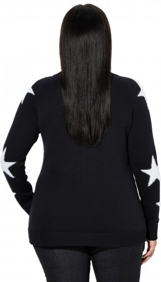 Ulla Popken Glitter Stars Soft Knit Sweater Black - Sweaters & hoodies - 