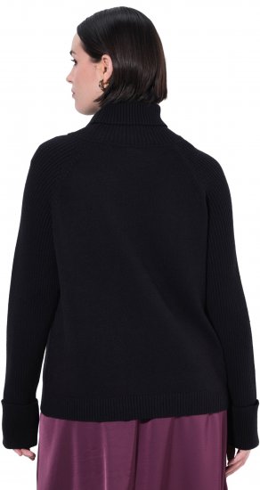 Ulla Popken Turtleneck Sweater with Ribbed Inserts Black - Sweaters & hoodies - 