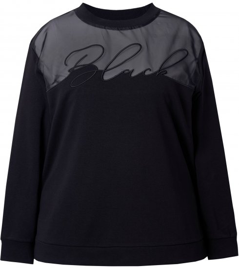 Ulla Popken Tulle Panel Sweatshirt Black - Sweaters & hoodies - 