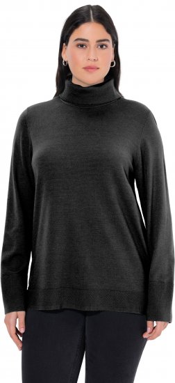 Ulla Popken Turtleneck Ribbed Trim Long Sleeve Sweater Black - Sweaters & hoodies - 