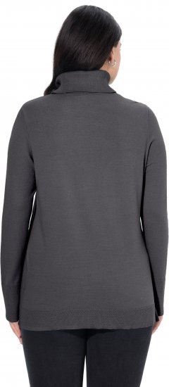 Ulla Popken Turtleneck Ribbed Trim Long Sleeve Sweater Charcoal Grey Melange - Sweaters & hoodies - 