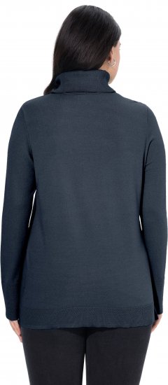 Ulla Popken Turtleneck Ribbed Trim Long Sleeve Sweater Navy - Sweaters & hoodies - 