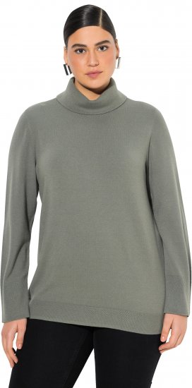 Ulla Popken Turtleneck Ribbed Trim Long Sleeve Sweater Grey - Sweaters & hoodies - 