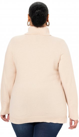 Ulla Popken Turtleneck Ribbed Trim Long Sleeve Sweater Nature Melange - Sweaters & hoodies - 