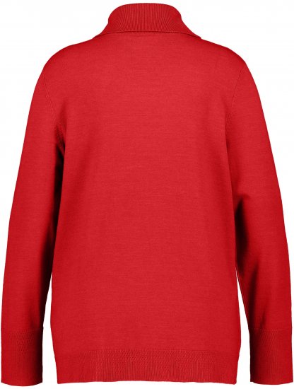 Ulla Popken Turtleneck Ribbed Trim Long Sleeve Sweater Salsa Red - Sweaters & hoodies - 
