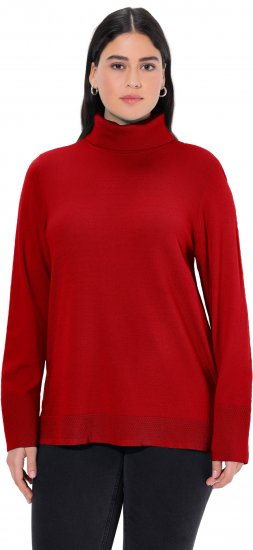 Ulla Popken Turtleneck Ribbed Trim Long Sleeve Sweater Salsa Red - Sweaters & hoodies - 