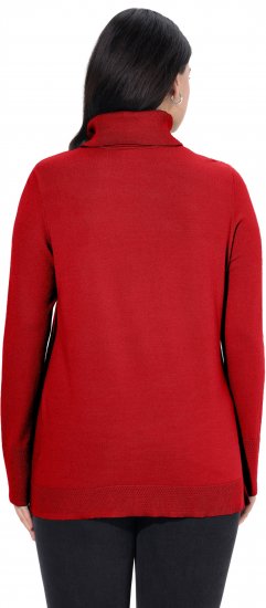 Ulla Popken Turtleneck Ribbed Trim Long Sleeve Sweater Salsa Red - Sweaters & hoodies - 