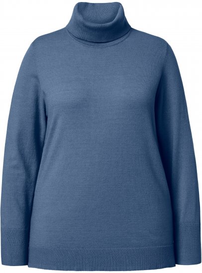 Ulla Popken Turtleneck Ribbed Trim Long Sleeve Sweater Atlantic Blue - Sweaters & hoodies - 