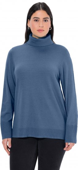 Ulla Popken Turtleneck Ribbed Trim Long Sleeve Sweater Atlantic Blue - Sweaters & hoodies - 