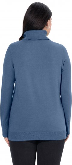 Ulla Popken Turtleneck Ribbed Trim Long Sleeve Sweater Atlantic Blue - Sweaters & hoodies - 