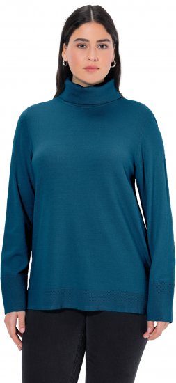 Ulla Popken Turtleneck Ribbed Trim Long Sleeve Sweater Cerulean - Sweaters & hoodies - 