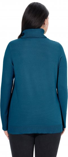 Ulla Popken Turtleneck Ribbed Trim Long Sleeve Sweater Cerulean - Sweaters & hoodies - 