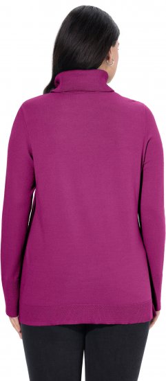 Ulla Popken Turtleneck Ribbed Trim Long Sleeve Sweater Berry - Sweaters & hoodies - 