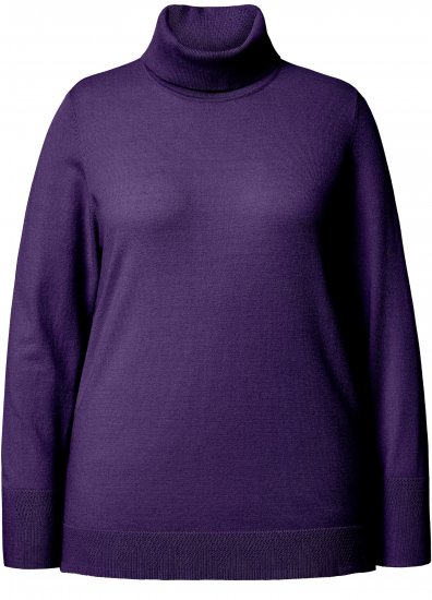 Ulla Popken Turtleneck Ribbed Trim Long Sleeve Sweater Deep Violet - Sweaters & hoodies - 