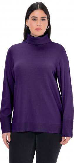 Ulla Popken Turtleneck Ribbed Trim Long Sleeve Sweater Deep Violet - Sweaters & hoodies - 