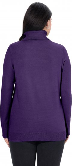Ulla Popken Turtleneck Ribbed Trim Long Sleeve Sweater Deep Violet - Sweaters & hoodies - 