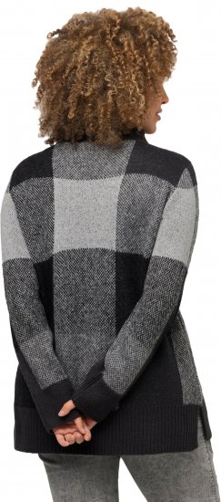 Ulla Popken Grand Check Long Sleeve Sweater Charcoal Grey Melange - Sweaters & hoodies - 