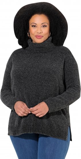 Ulla Popken Soft Textured Chenille Oversized Fit Sweater Graphite Grey - Sweaters & hoodies - 