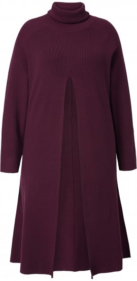 Ulla Popken Long Turtleneck Duster Sweater Plum - Sweaters & hoodies - 