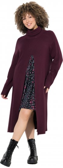 Ulla Popken Long Turtleneck Duster Sweater Plum - Sweaters & hoodies - 
