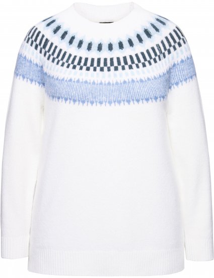 Ulla Popken Norwegian-Inspired Long Sleeve Knit Sweater Snow White - Sweaters & hoodies - 