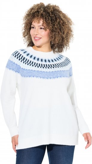 Ulla Popken Norwegian-Inspired Long Sleeve Knit Sweater Snow White - Sweaters & hoodies - 