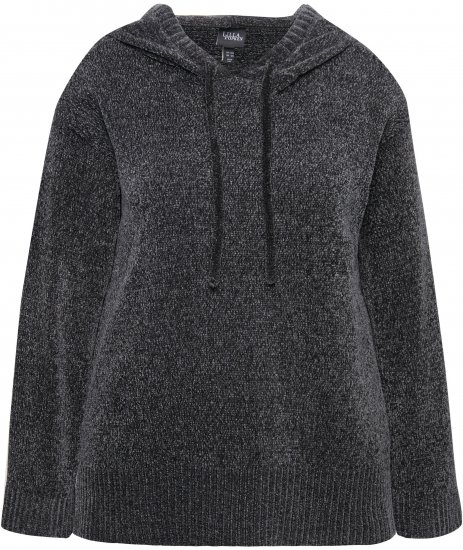 Ulla Popken Chenille Knit Hoodie Graphite Grey - Sweaters & hoodies - 