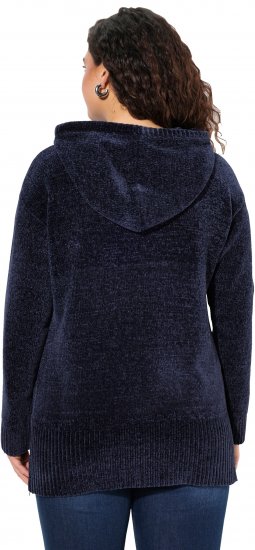 Ulla Popken Chenille Knit Hoodie Navy - Sweaters & hoodies - 