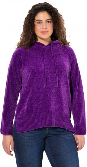 Ulla Popken Chenille Knit Hoodie Dark Purple - Sweaters & hoodies - 
